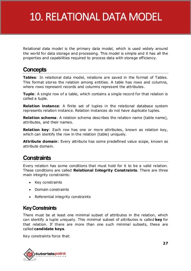 Relational Database Management System Tutorial Pdf